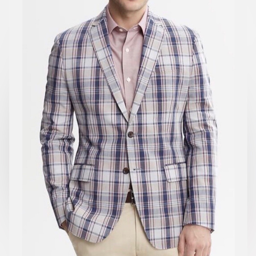 Used Banana Republic Mad Men Collection Plaid Blazer 38S